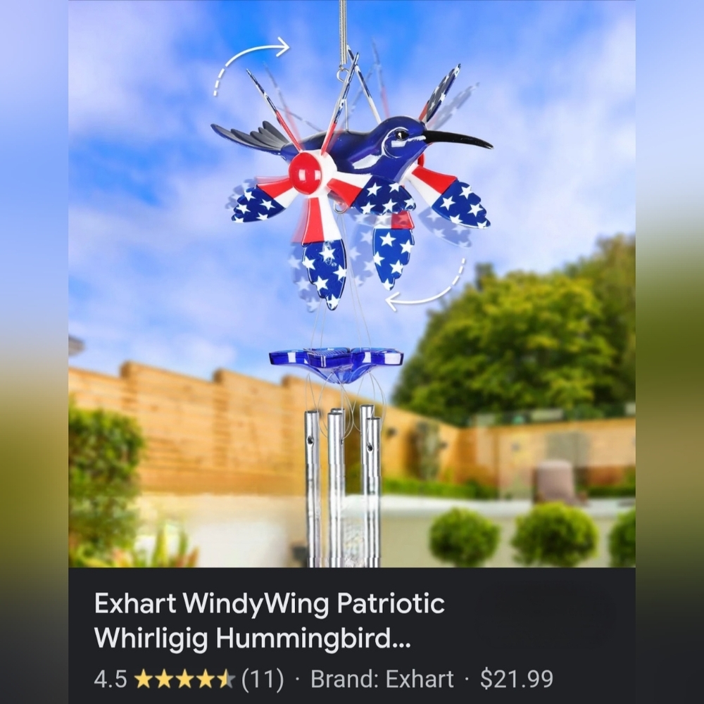 Patriotic Hummingbird Wind Chime - Picture 10 of 13